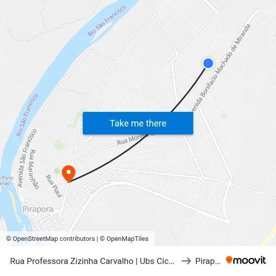 Rua Professora Zizinha Carvalho | Ubs Cícero Passos to Pirapora map