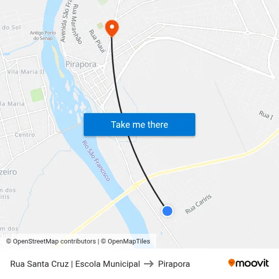 Rua Santa Cruz | Escola Municipal to Pirapora map