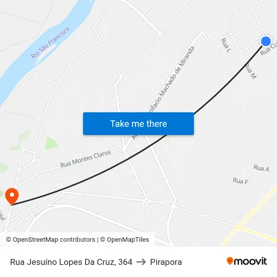 Rua Jesuíno Lopes Da Cruz, 364 to Pirapora map
