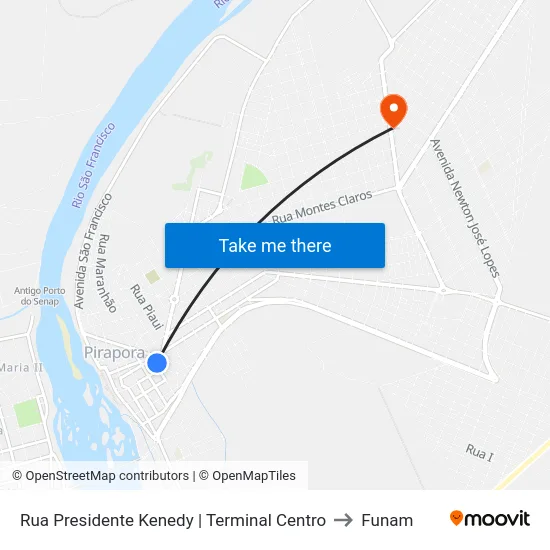 Rua Presidente Kenedy | Terminal Centro to Funam map