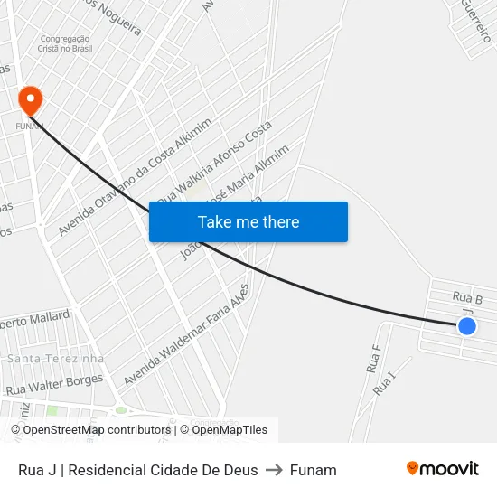 Rua J | Residencial Cidade De Deus to Funam map