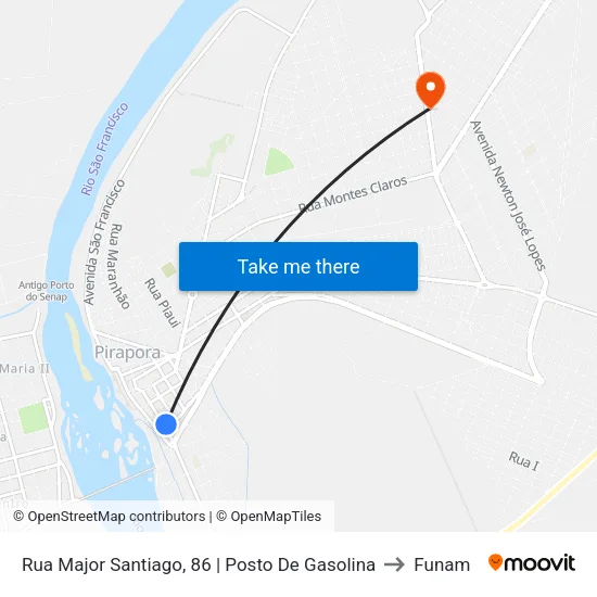 Rua Major Santiago, 86 | Posto De Gasolina to Funam map