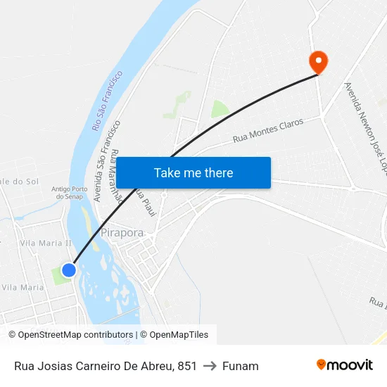 Rua Josias Carneiro De Abreu, 851 to Funam map