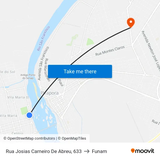 Rua Josias Carneiro De Abreu, 633 to Funam map
