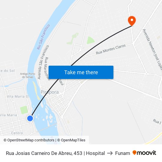 Rua Josias Carneiro De Abreu, 453 | Hospital to Funam map