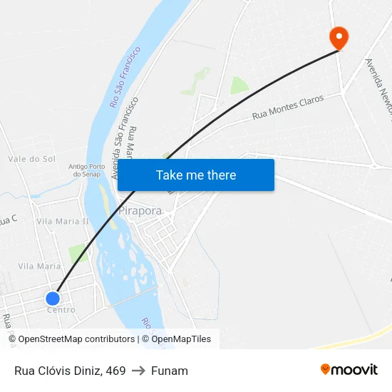 Rua Clóvis Diniz, 469 to Funam map