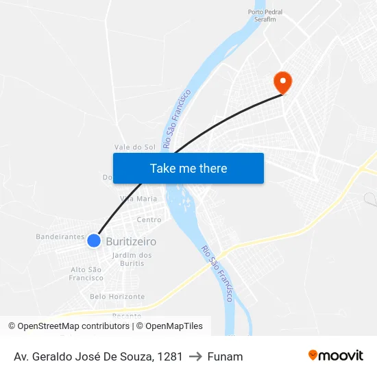 Av. Geraldo José De Souza, 1281 to Funam map