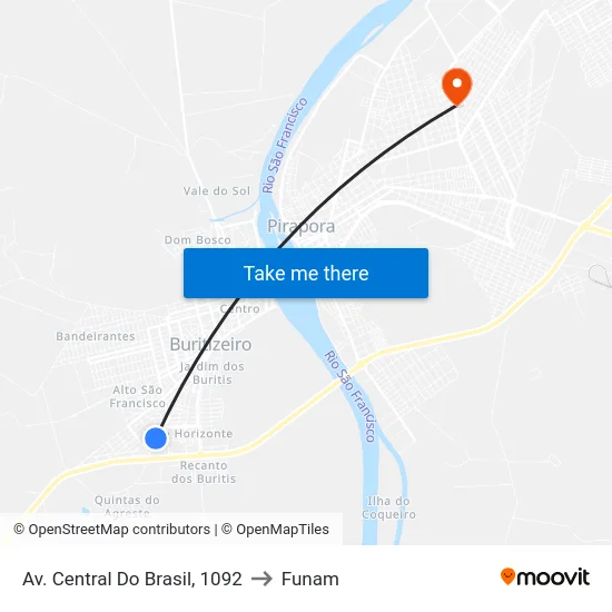 Av. Central Do Brasil, 1092 to Funam map