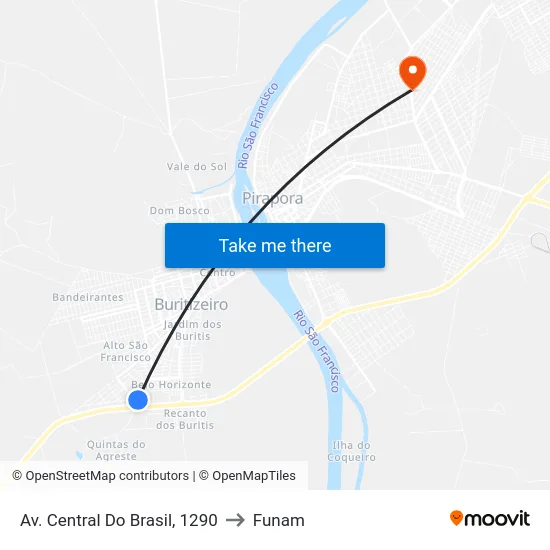Av. Central Do Brasil, 1290 to Funam map
