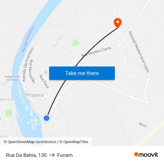 Rua Da Bahia, 130 to Funam map