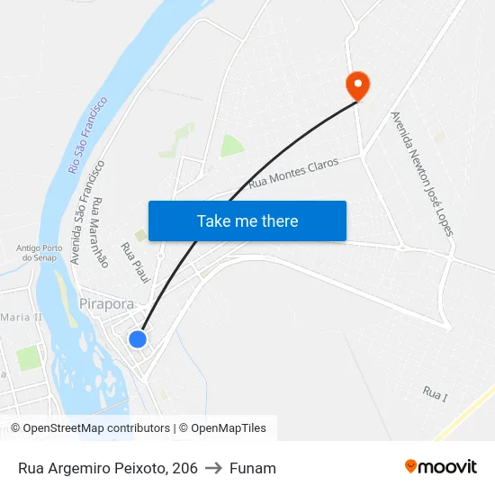 Rua Argemiro Peixoto, 206 to Funam map