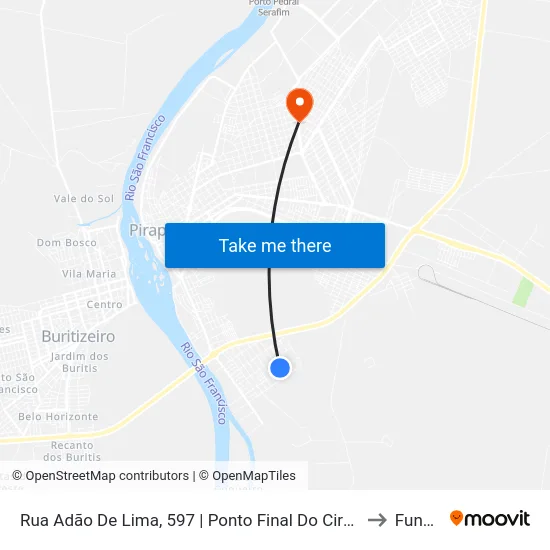 Rua Adão De Lima, 597 | Ponto Final Do Circular A to Funam map