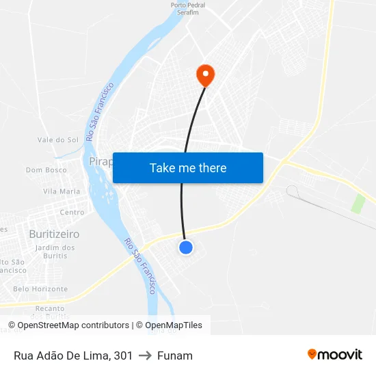 Rua Adão De Lima, 301 to Funam map