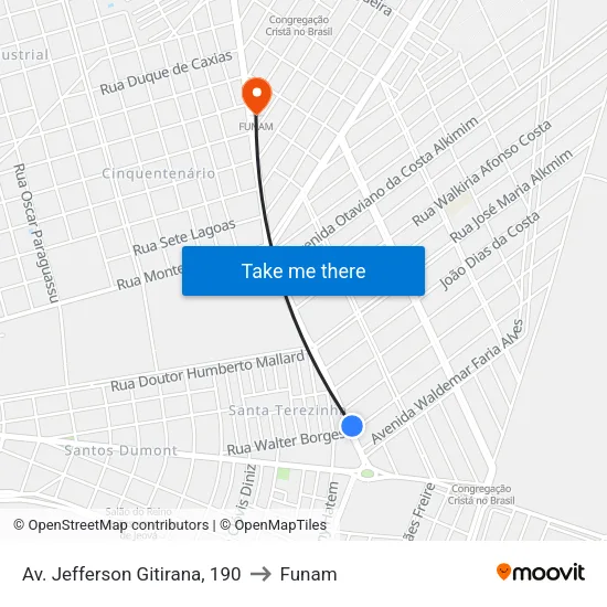 Av. Jefferson Gitirana, 190 to Funam map