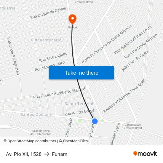 Av. Pio Xii, 1528 to Funam map