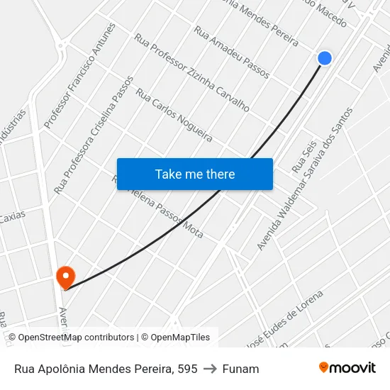 Rua Apolônia Mendes Pereira, 595 to Funam map