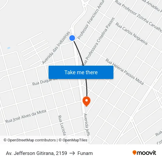 Av. Jefferson Gitirana, 2159 to Funam map