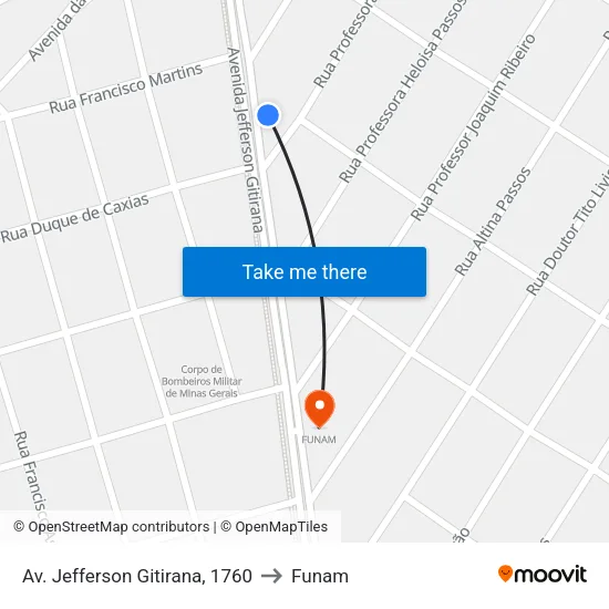 Av. Jefferson Gitirana, 1760 to Funam map