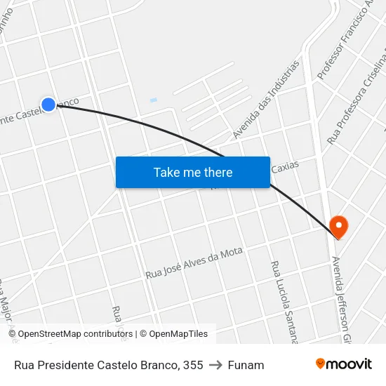 Rua Presidente Castelo Branco, 355 to Funam map