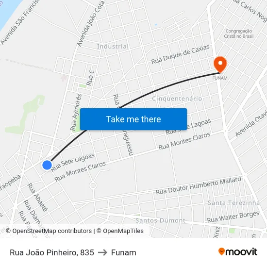 Rua João Pinheiro, 835 to Funam map