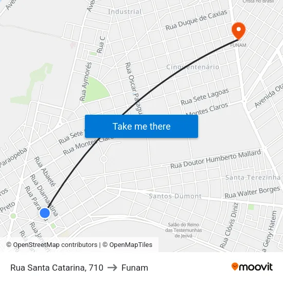 Rua Santa Catarina, 710 to Funam map