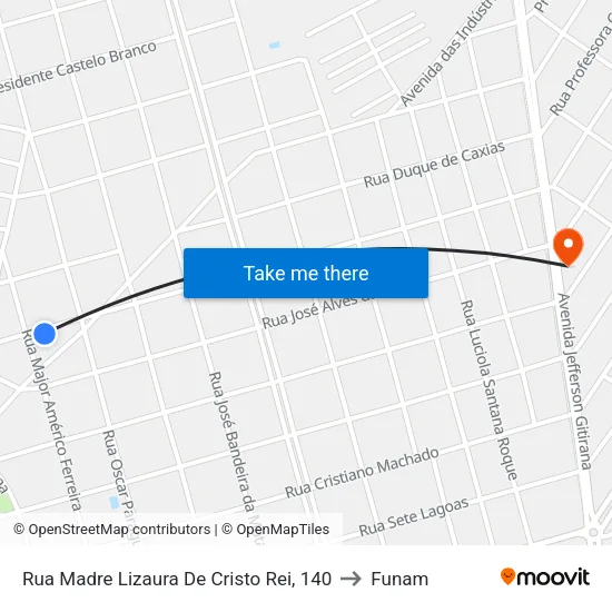 Rua Madre Lizaura De Cristo Rei, 140 to Funam map