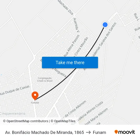 Av. Bonifácio Machado De Miranda, 1865 to Funam map