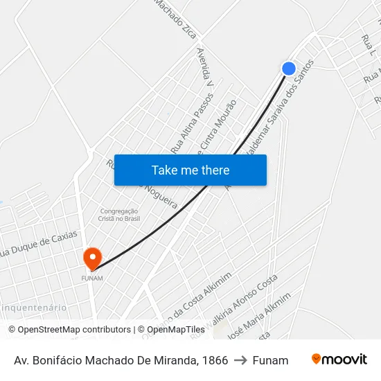 Av. Bonifácio Machado De Miranda, 1866 to Funam map