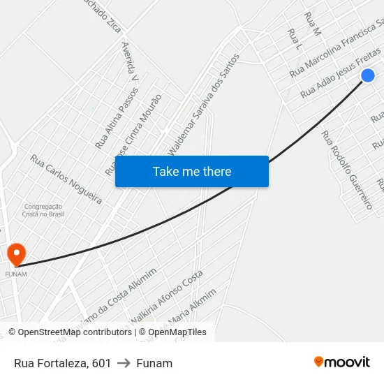 Rua Fortaleza, 601 to Funam map