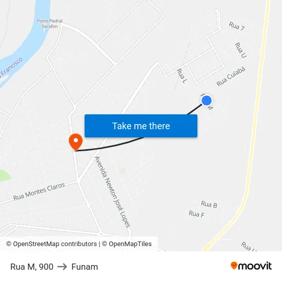 Rua M, 900 to Funam map