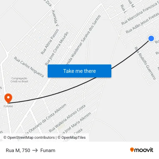 Rua M, 750 to Funam map