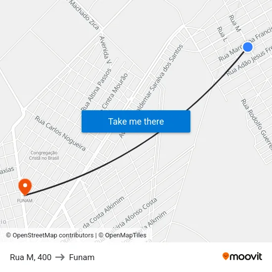Rua M, 400 to Funam map