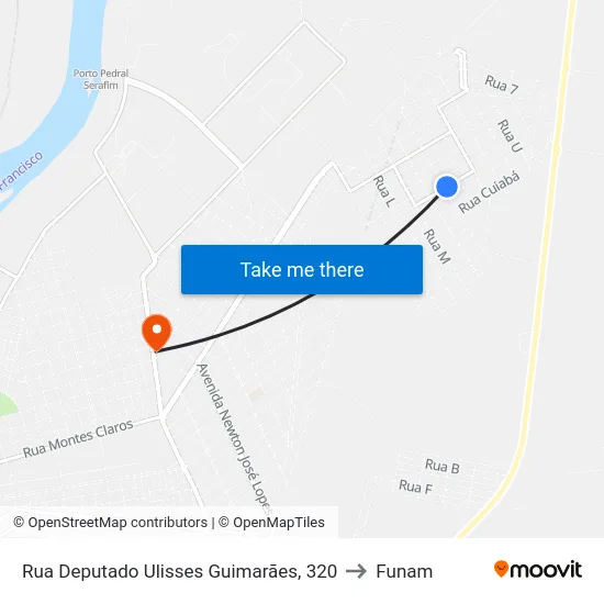 Rua Deputado Ulisses Guimarães, 320 to Funam map