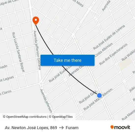 Av. Newton José Lopes, 869 to Funam map
