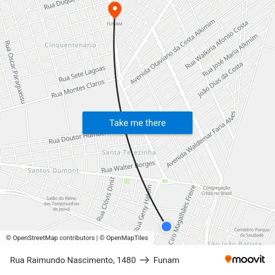 Rua Raimundo Nascimento, 1480 to Funam map