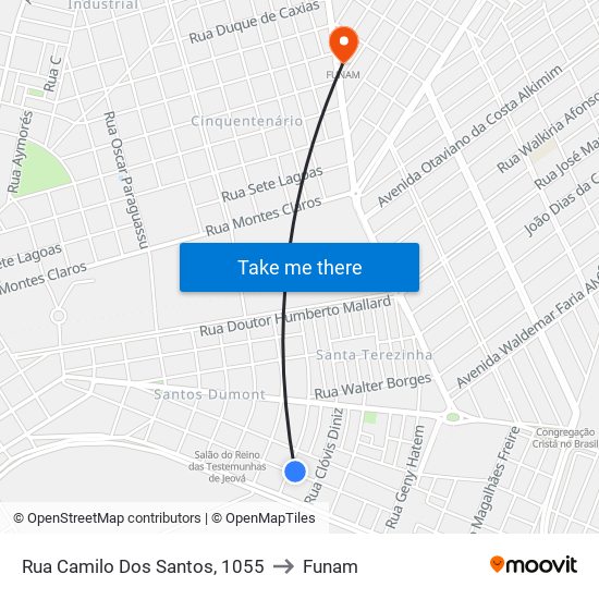 Rua Camilo Dos Santos, 1055 to Funam map