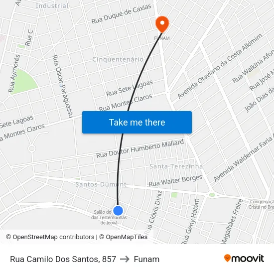 Rua Camilo Dos Santos, 857 to Funam map