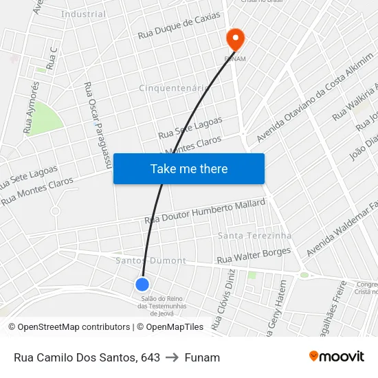 Rua Camilo Dos Santos, 643 to Funam map