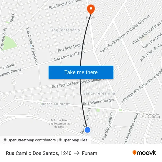 Rua Camilo Dos Santos, 1240 to Funam map