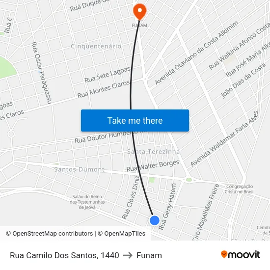 Rua Camilo Dos Santos, 1440 to Funam map