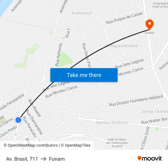 Av. Brasil, 711 to Funam map