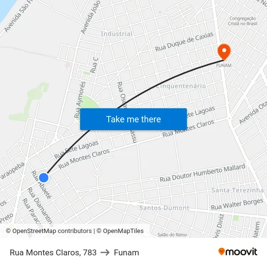 Rua Montes Claros, 783 to Funam map