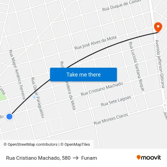 Rua Cristiano Machado, 580 to Funam map