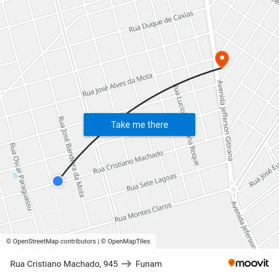 Rua Cristiano Machado, 945 to Funam map
