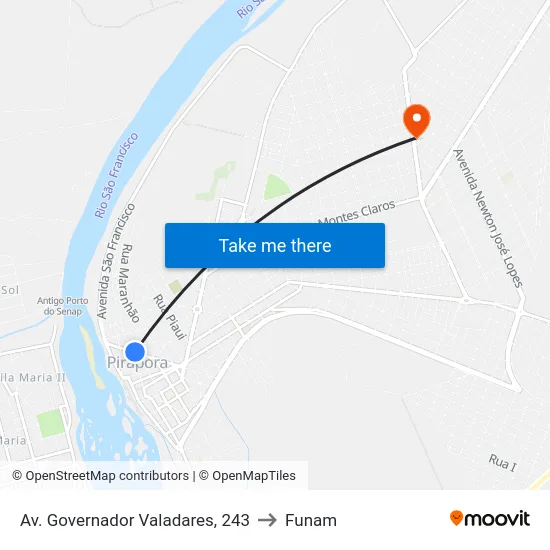 Av. Governador Valadares, 243 to Funam map