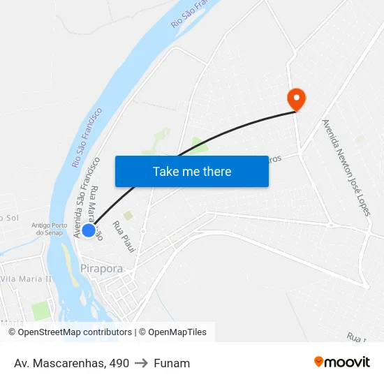Av. Mascarenhas, 490 to Funam map