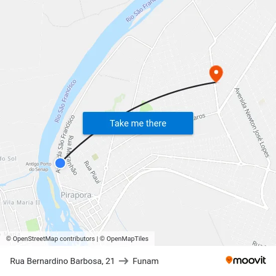 Rua Bernardino Barbosa, 21 to Funam map