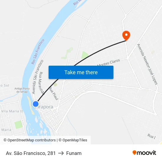 Av. São Francisco, 281 to Funam map