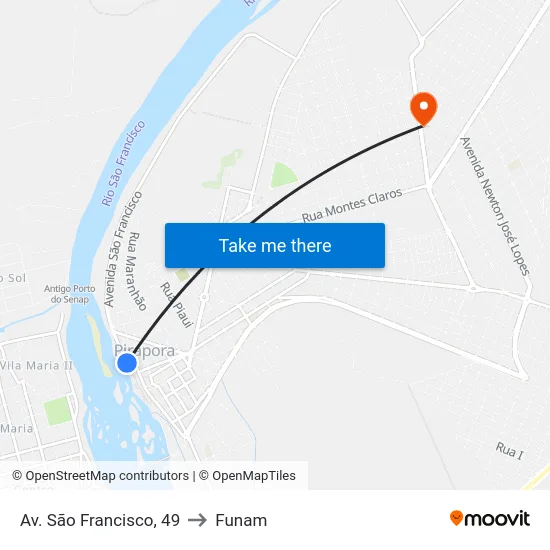 Av. São Francisco, 49 to Funam map