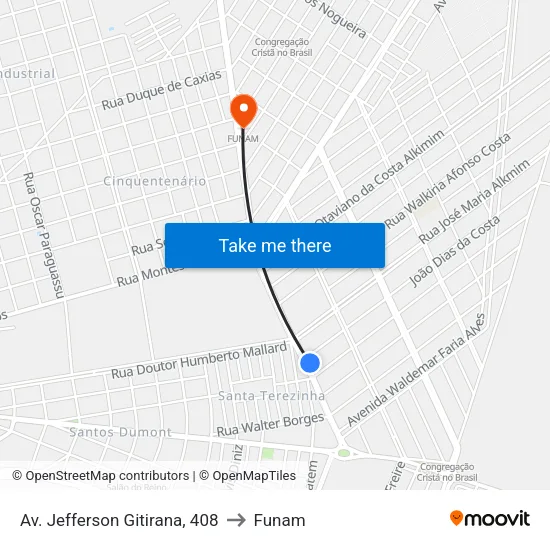 Av. Jefferson Gitirana, 408 to Funam map